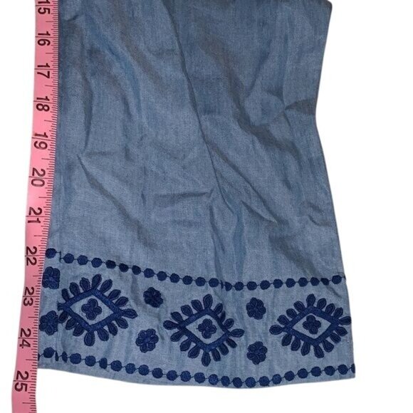 Tommy Bahama Womens Chambray Embroidered Pants W/ Ties & Tassels L 100% Tencel - Picture 10 of 11
